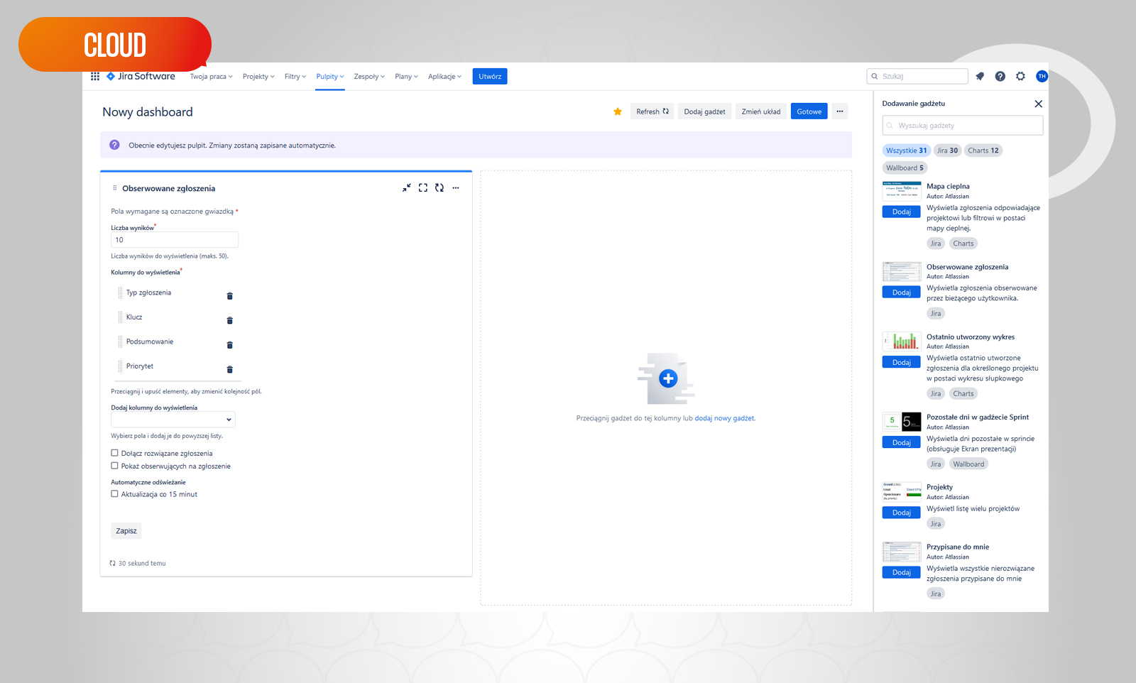 Tworzenie dashboardu w Jira