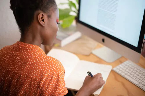 black woman at the computer