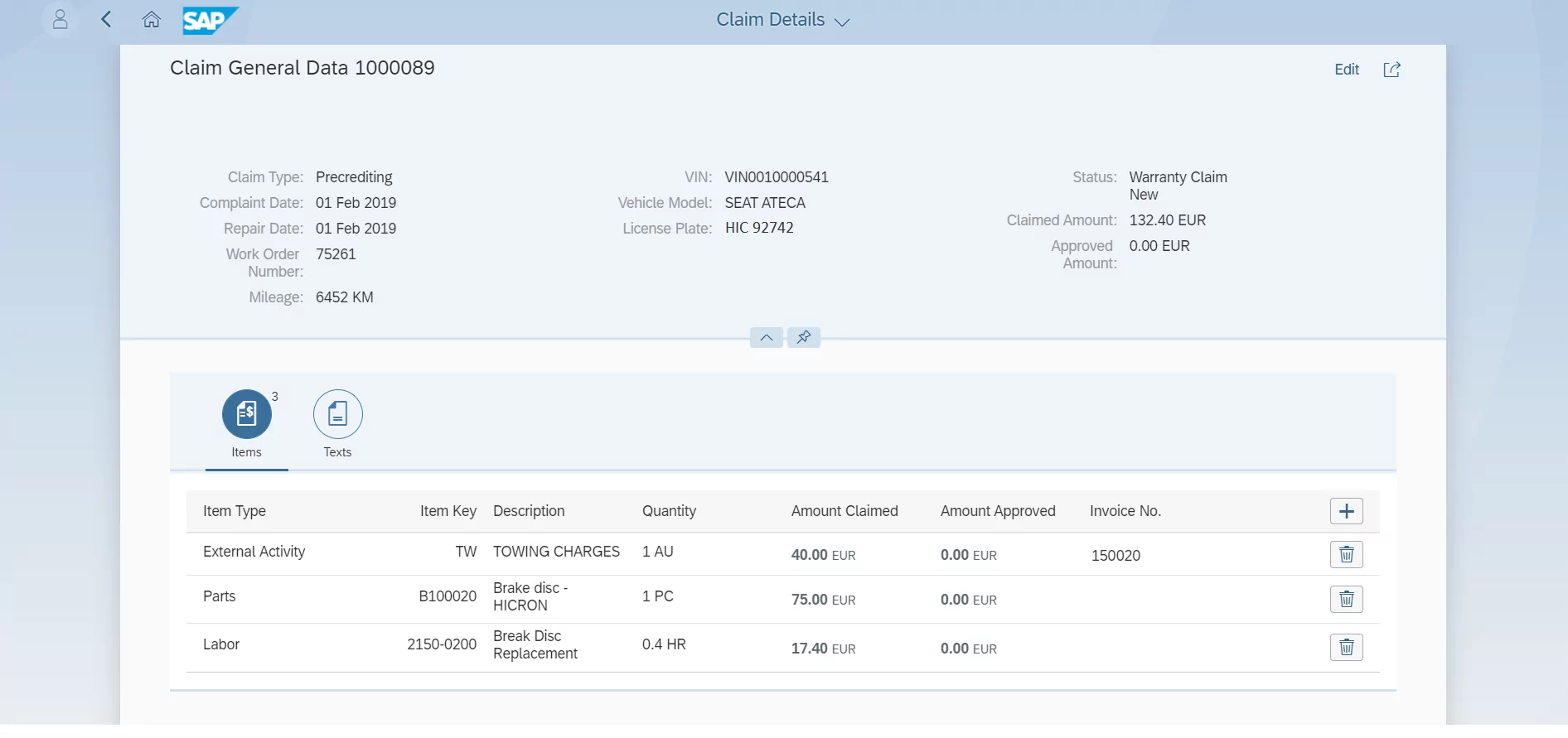 Hicron Fiori for Warranty Claim Processing5