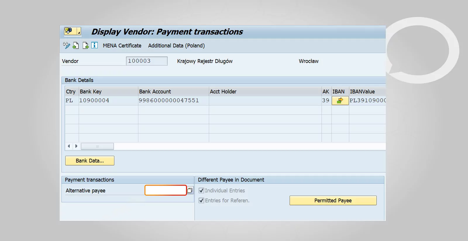 Alternative payee in SAP