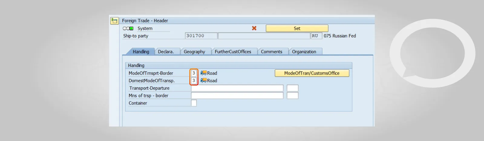 Foreign trade data SAP