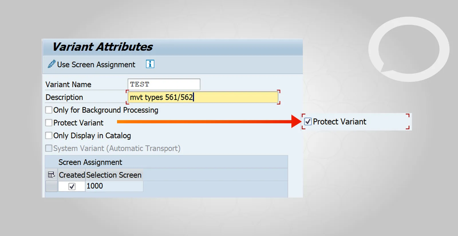 Create variant SAP