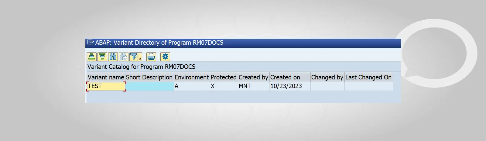 Create variant in SAP