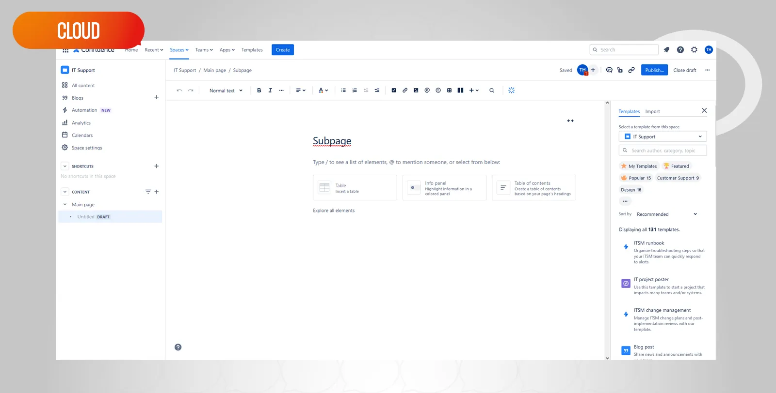 How to create subpage in Confluence