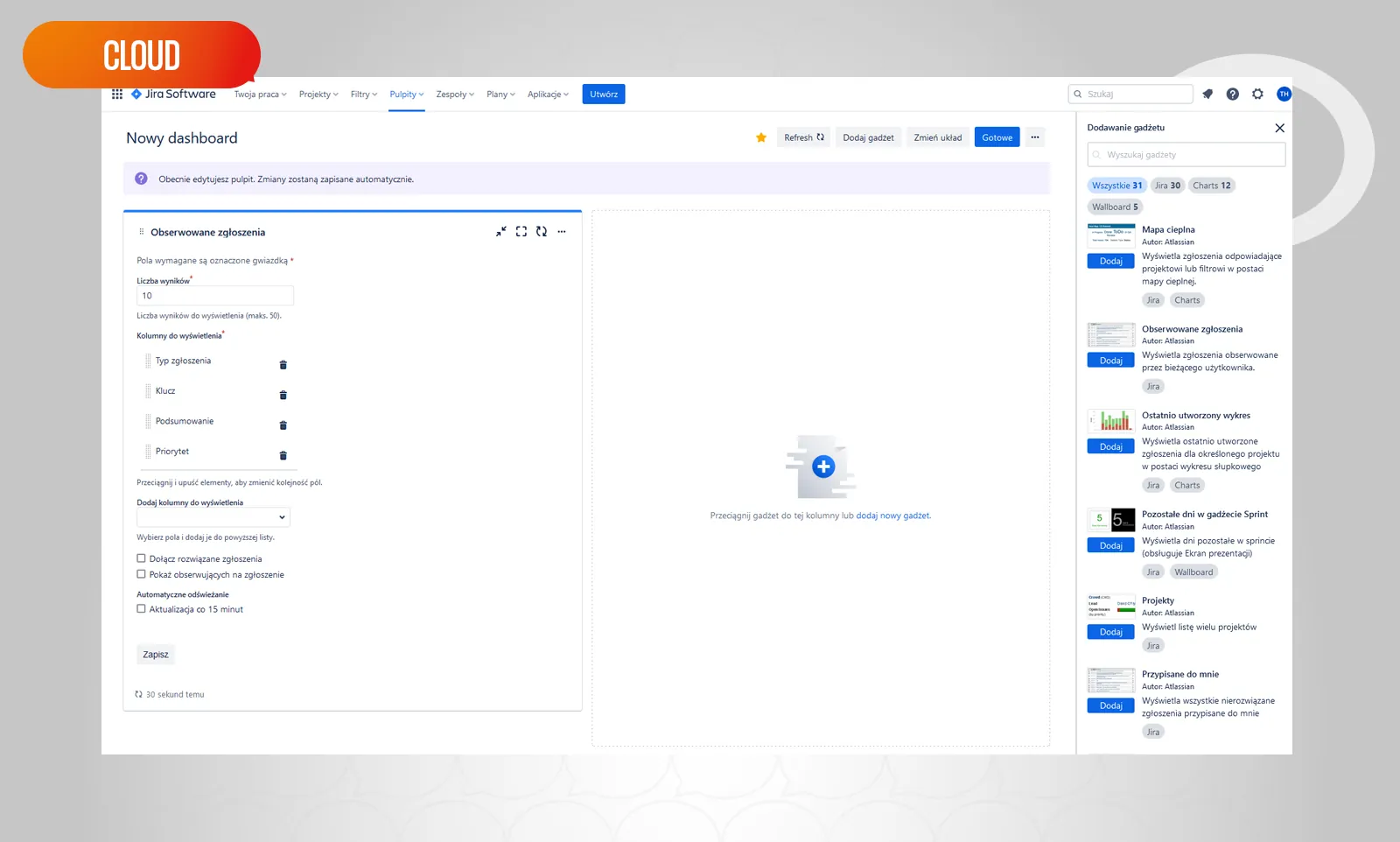 Tworzenie dashboardu w Jira